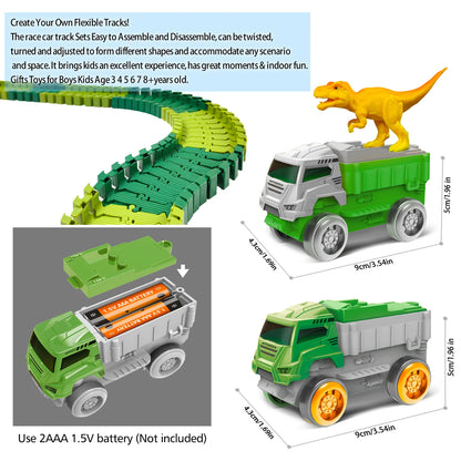 Magic Climbing Track train,Create A Dinosaur World Road Race Tracks, Flexible Track Playset for 3 4 5 6 Year Old Boys Girls Gift