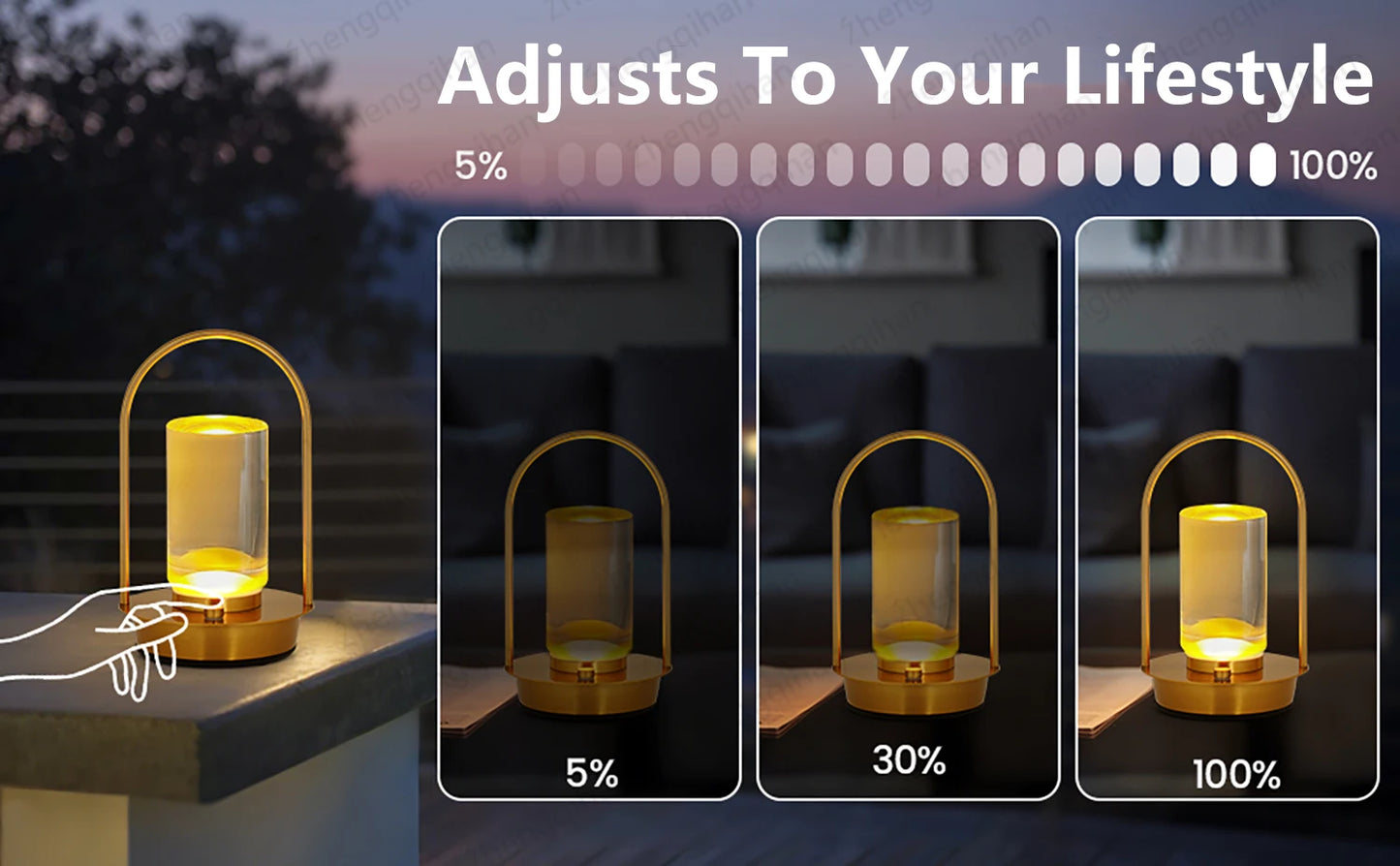 Table Lamp LED Touch Sensor Desktop Night Light Rechargeable Wireless Reading Lamp for Restaurant Hotel Bar Bedroom Decor Light