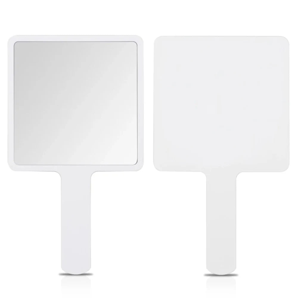 1Pcs Plastic Handle Handheld Makeup Vanity Mirror Portable Square Eyelash Extension Mirror Women Cosmetic Beauty Salon Supplies RELUX.STORE