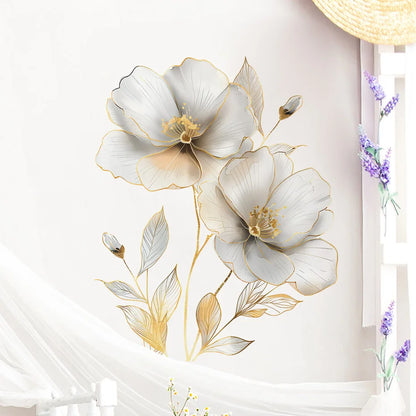 Beautiful Flower Wall Sticker For Living Room Background Decor Decals Bedroom Beautify Home Decoration Self-adhesive Wallpaper