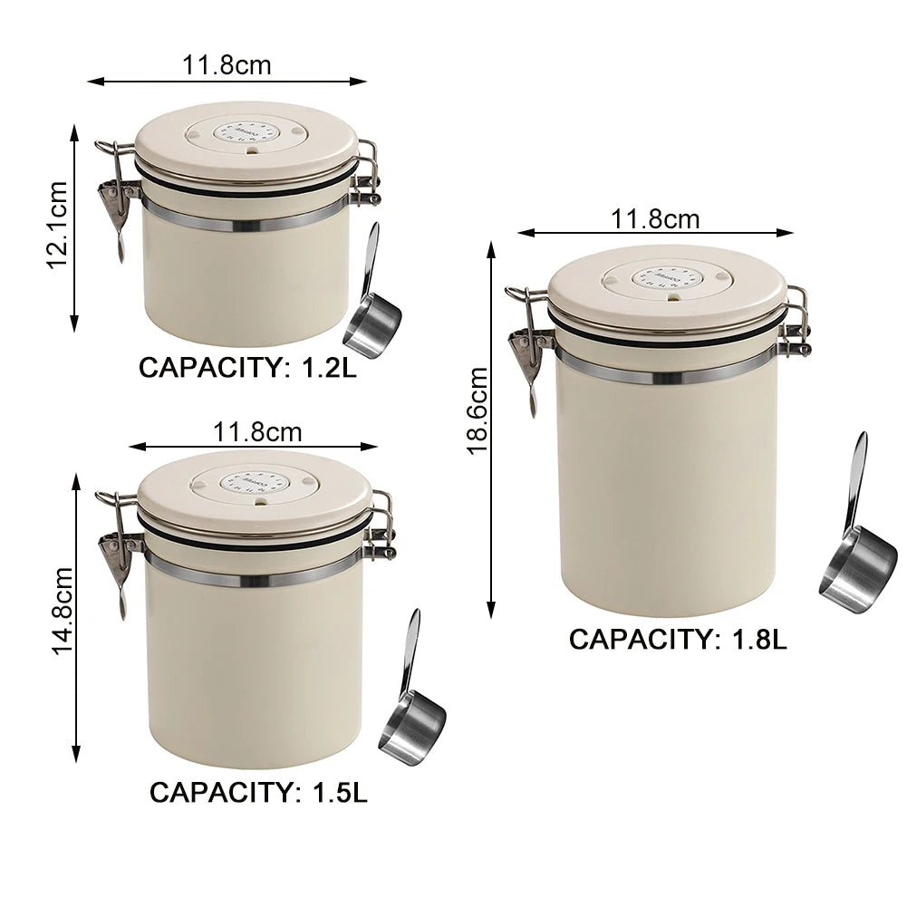 Coffee Beans Vacuum Sealed Jug,Stainless Steel Food Airtight Container for Kitchenware,Portable Grain Storage Can for Kitchen