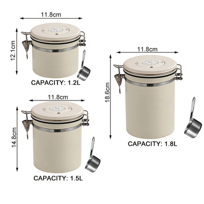 Coffee Beans Vacuum Sealed Jug,Stainless Steel Food Airtight Container for Kitchenware,Portable Grain Storage Can for Kitchen