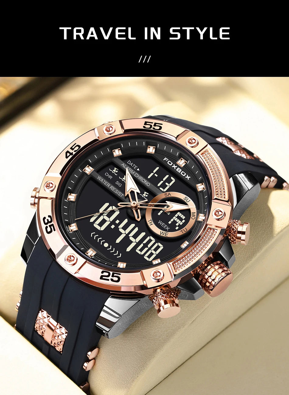 New Original FOXOBOX Brand Luxury Men Watch Military Analog Digital Watches For Men Fashion Sport Waterproof Quartz Chronograph