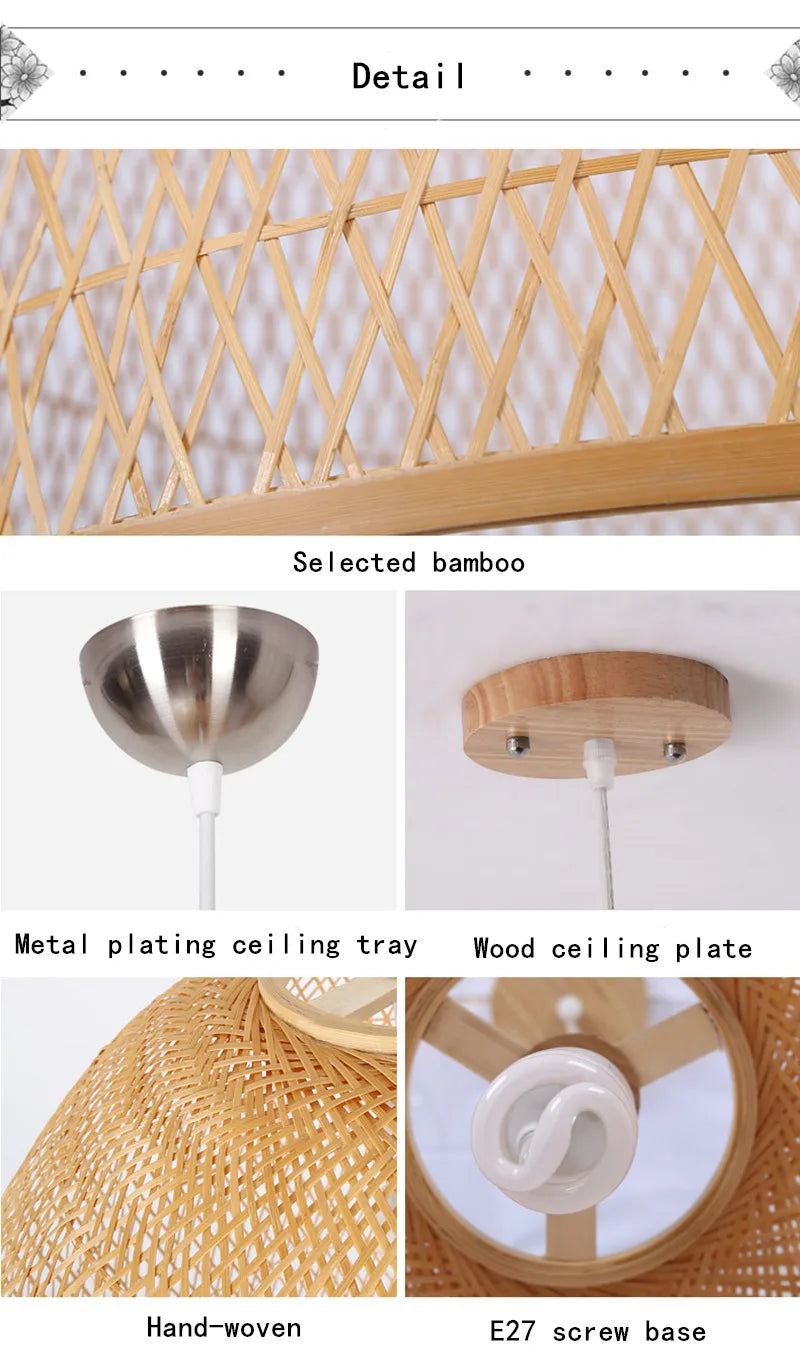 New Chinese Bird's Nest Lampshade Chandelier Hotel Restaurant Staircase Japanese Tatami Rattan LED Bamboo Furniture Decoration RELUX.STORE