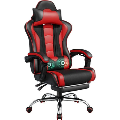 Gaming Chair, Video Game Chair with Massage Lumbar Support and Footrest Height Adjustable Ergonomic Computer Gaming Chair