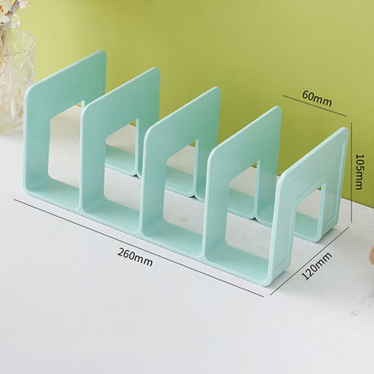 4 Grid Bookends Stand Bookshelf Desktop Decor Storage Rack Bookend Book Holder School Stationery Office Desktop File Organizer