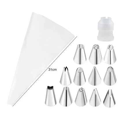 Multifunctional Cake Decorating Tools Silicone Pastry Bag Stainless Steel Cake Mouth Reusable Silicone Bag Tools Pastry Nozzle