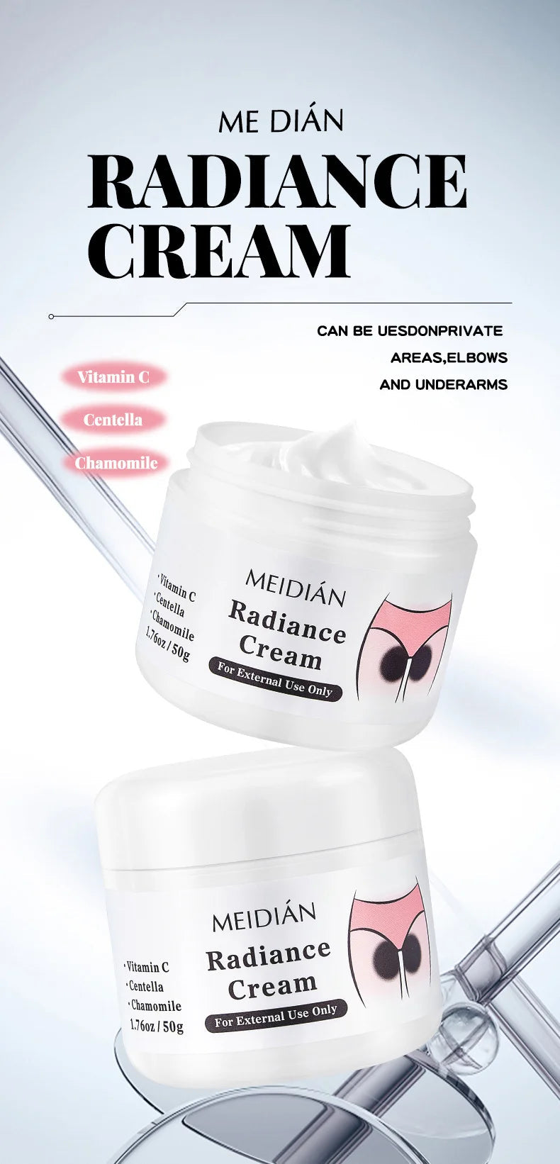 MEDIAN Radiance Cream For Body Brightening Elbows Knees Underarms Dark Spot Corrector Vitamin C Moisturizing Korean Skincare RELUX.STORE