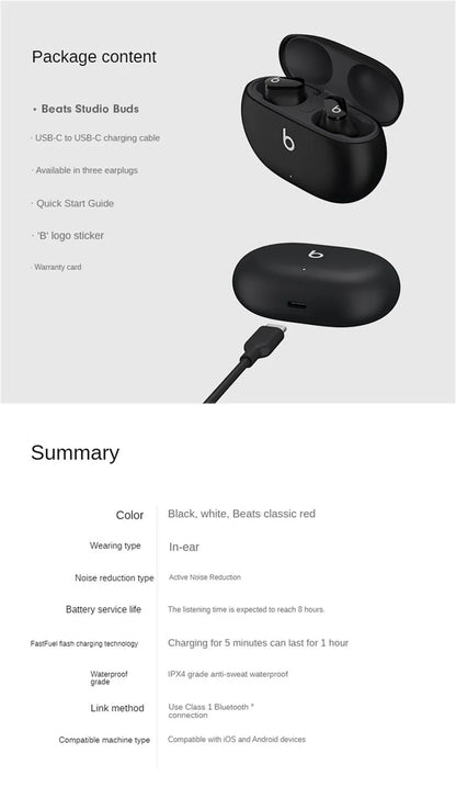 Studio Buds Wireless Bluetooth Earbuds Noise Reduction Headset Ipx4 Waterproof Earphones Compatible With Android