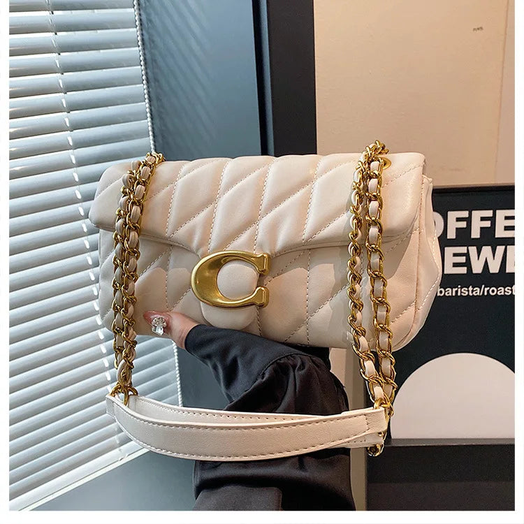 Luxury Fashion Women's Chain Handbag PU Leather Girls Shoulder Messenger Bag Brand lightweight Commuting Bag Tassel Square Bag RELUX.STORE