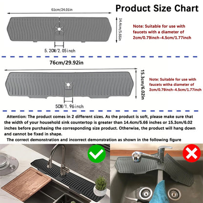 24.01/29.92 Inch Kitchen Long Silicone Sink Faucet Mat Splash Guard for Absorbent Sink Countertop Protectors Mat Kitchen Gadgets