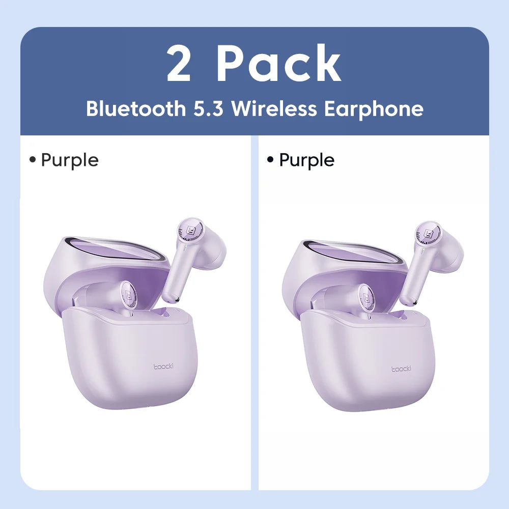 Toocki ENC Bluetooth 5.3 Headphones TWS HiFi Sound Stereo Earphones with Mic Wireless Waterproof In-Ear Headset for Mobile Phone RELUX.STORE