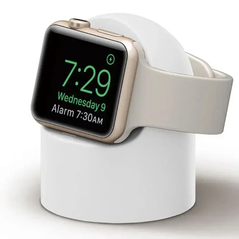 “Apple Watch Charger Stand – Durable Silicone Dock for iWatch Ultra/8/SE2/7/6/SE/4/3 (38–49mm) | Nightstand Mode Compatible | Stable Fast Charging Dock for All Apple Watch Models”
