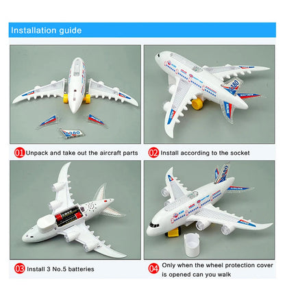 Electronic Aeroplane Toy with Music & Light Airplane Toy Electric Detachable Plane Toys Autopilot Automatic Obstacle Avoidance - RELUX.STORE