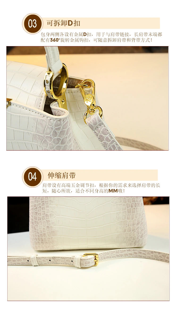Luxury Fashion White Leather Women Handbags 2024 New Female Small Shoulder Messenger Bag Crossbody Portable Shell Bags RELUX.STORE