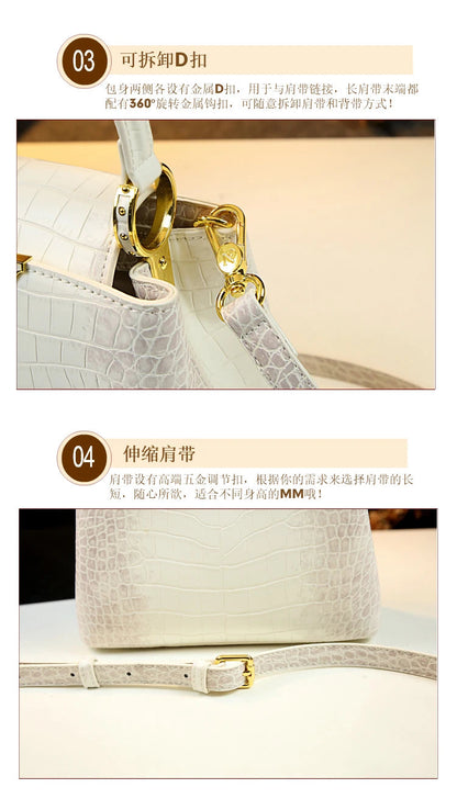 Luxury Fashion White Leather Women Handbags 2024 New Female Small Shoulder Messenger Bag Crossbody Portable Shell Bags RELUX.STORE
