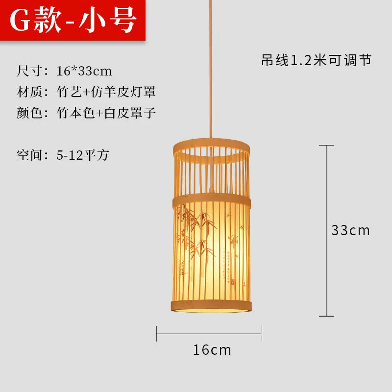 Chinese Style Bamboo Art Bamboo Chandelier Creative Zen Teahouse Restaurant Hotel Hot Pot Shop B&B Japanese Style Bamboo Lantern