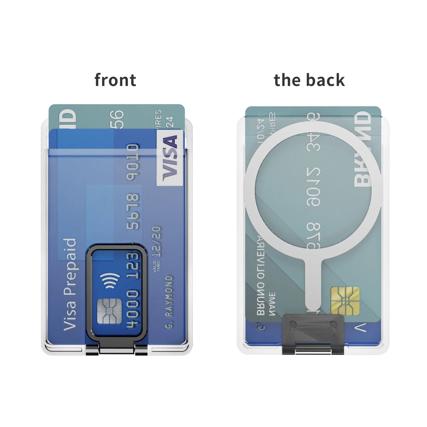 Strong Transparent Magnetic For Magsafe Card Wallet Metal Stand Holder Clear Case For iPhone Card Phone Back Bag Adsorption RELUX.STORE