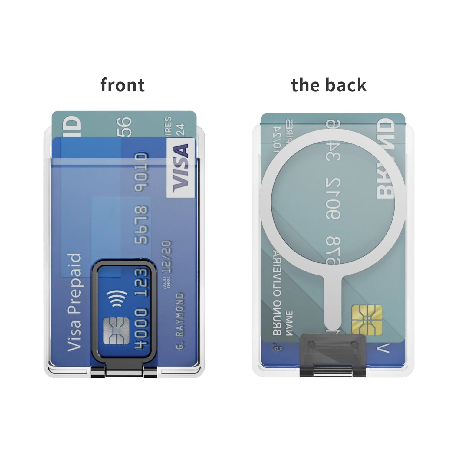 Strong Transparent Magnetic For Magsafe Card Wallet Metal Stand Holder Clear Case For iPhone Card Phone Back Bag Adsorption RELUX.STORE