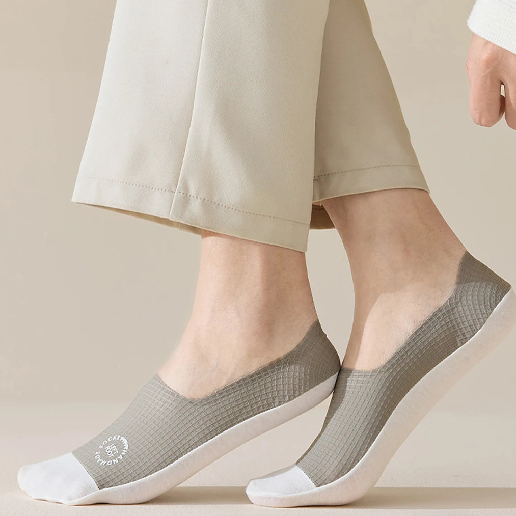 3Pairs Men's Invisible Socks Thin Breathable Comfortable High Quality Waffle Pattern Boat Sock Sweat-absorbing Casual Mesh Sox