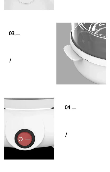 Multifunctional Electric Egg Cooker Steamer - Double Layer for Boil, Poach, Steam Eggs & Veggies, Compact Breakfast Appliance