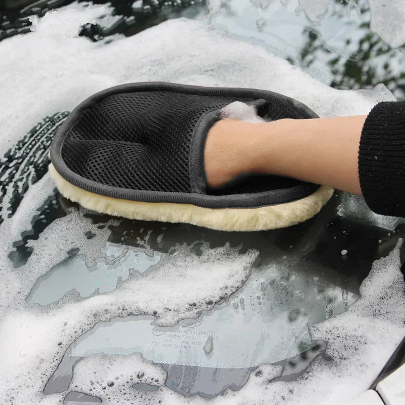 1pcs Car Washing Imitation Wool Gloves Thickened Plush Car Wiping Gloves Waxing Polishing Car Cleaning Products  cleaning cloth RELUX.STORE