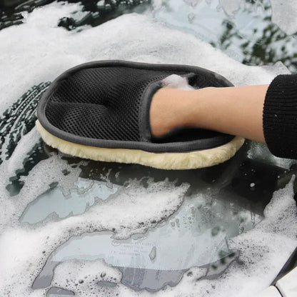 1pcs Car Washing Imitation Wool Gloves Thickened Plush Car Wiping Gloves Waxing Polishing Car Cleaning Products  cleaning cloth RELUX.STORE