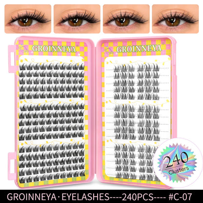 GROINNEYA Eyelashes Clusters 320 pcs Natural Eyelash extension Cluster Lashes Volume Mixed Tray Lashes Cluster Natural Lashes RELUX.STORE