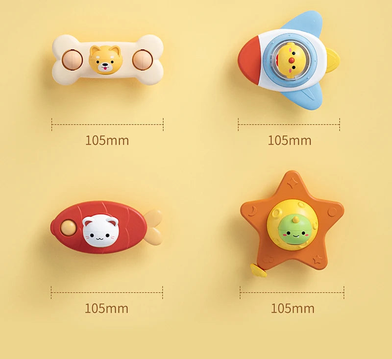 Baby Montessoris Spin Cup Top Bath Toys Bathing Sucker Spinner Suction Sensory Toy Rotating Rattles Early Educational Fidget Toy