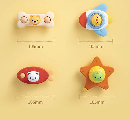 Baby Montessoris Spin Cup Top Bath Toys Bathing Sucker Spinner Suction Sensory Toy Rotating Rattles Early Educational Fidget Toy