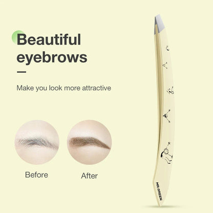 MR.GREEN Curve Handle Eyebrows Tweezers Professional Fine Hairs Puller Makeup Tools Stainless Steel Beauty Clips Removal RELUX.STORE
