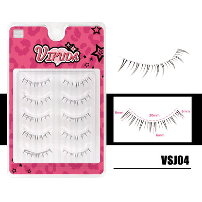 10Pairs Bottom Eyelashes Manga Lower Lashes Clear Band Wispy Small Flame Under Eye Lashes Korean Makeup Cosplay Tools RELUX.STORE