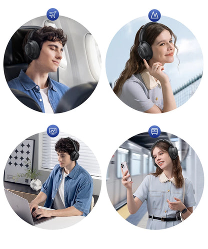 Baseus EH10 NC ANC Wireless Headphones 45dB Adaptive Hybrid Noise Cancelling Headsets Hi-Res LDAC Headphone Bluetooth 6.0 80Hrs