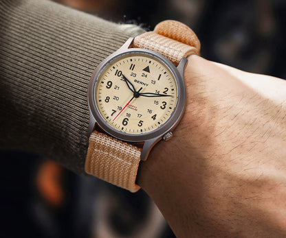 BERNY Titanium Watches for Men Classic Mens Field Pilot Watch Easy Read Outdoor Quartz Wristwatch Super Luminous Sapphire 5ATM