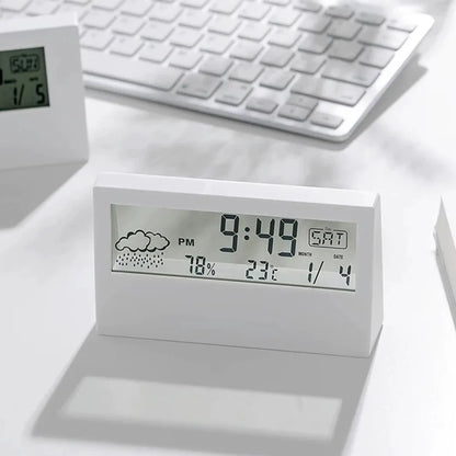 LED Thermometer Thermo-Hygrometer Multifunction Electronic Clock Temperature Humidity Meter Weather Station for Home With Alarm