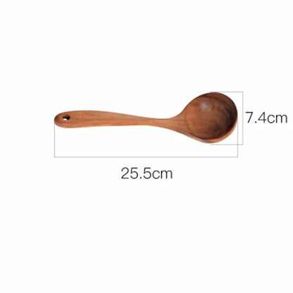 Thailand Teak Natural Wooden Tableware Cooking Ladle Turner Long Rice Colander Soup Skimmer Cooking Spoons Scoop Kitchen Tool