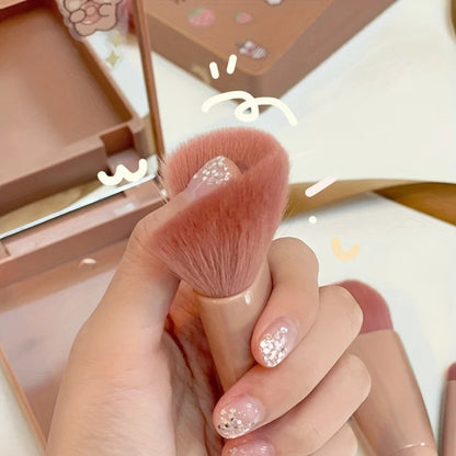 5Pcs Portable Makeup Brush Set With Mirror -  Foldable Travel Kit ，Mini Makeup Brush Set Travel Makeup Brush Set RELUX.STORE