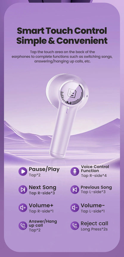 Toocki ENC Bluetooth 5.3 Headphones TWS HiFi Sound Stereo Earphones with Mic Wireless Waterproof In-Ear Headset for Mobile Phone RELUX.STORE