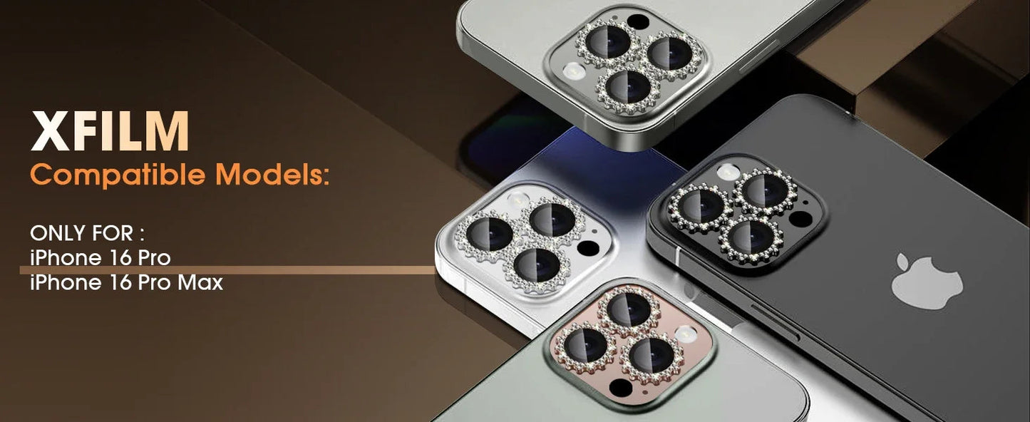 2-3Pcs Bling 3D Metal Gear Design Diamond Camera Lens Glass Protector For IPhone 16 17 Pro Max 16Plus Case Friendly Rings RELUX.STORE