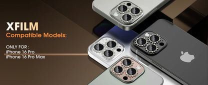 2-3Pcs Bling 3D Metal Gear Design Diamond Camera Lens Glass Protector For IPhone 16 17 Pro Max 16Plus Case Friendly Rings RELUX.STORE