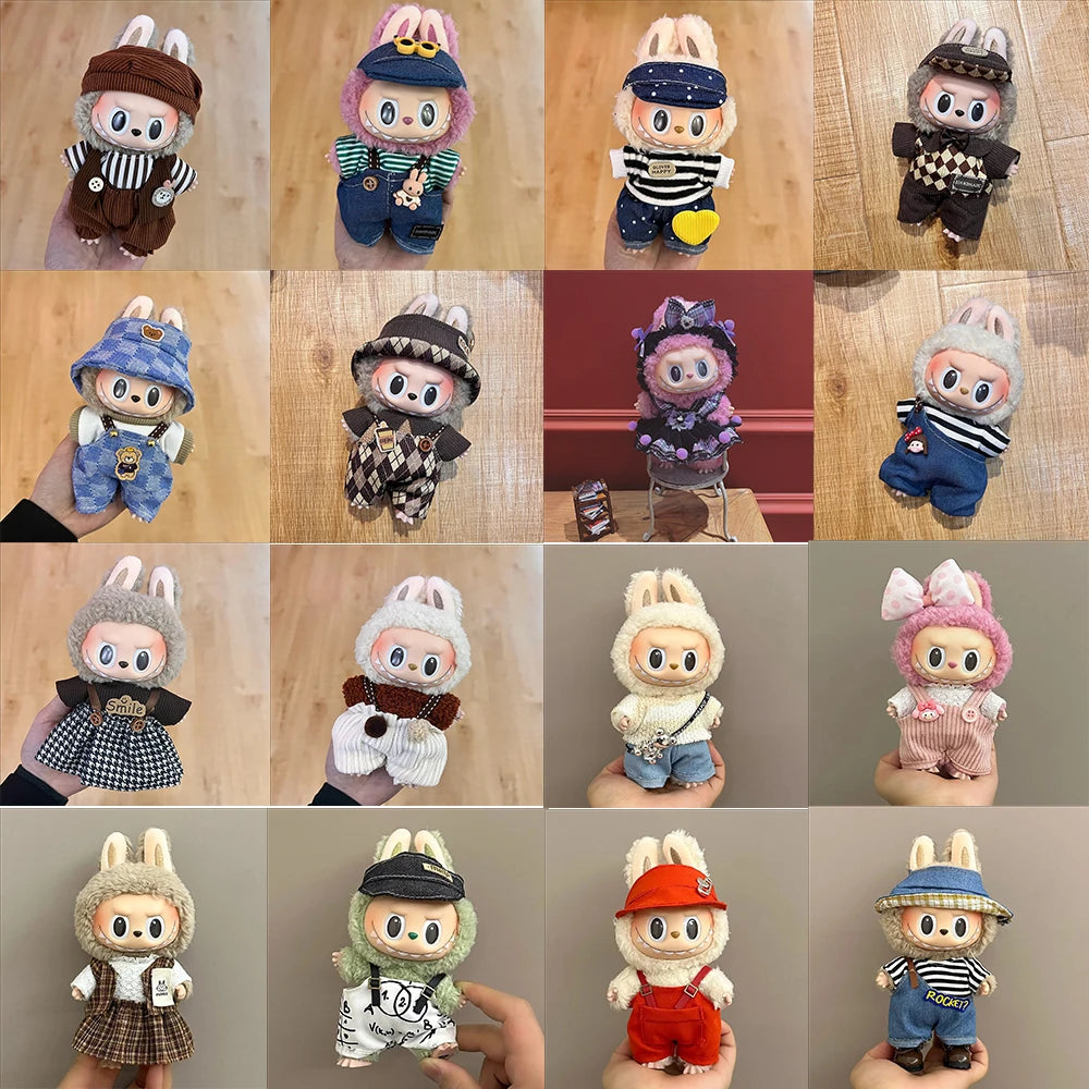 Labubu Clothing Popular New Products Fashion Velcro 17cm Doll Cute Dress Casual Set Skirt Plush Toy Clothing