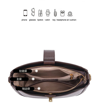 Women‘s Cowhide Genuine Leather Shoulder Bag Ladies Soft Natural Cow Leather Handbag Female Fashion Luxury Design Crossbody Bags