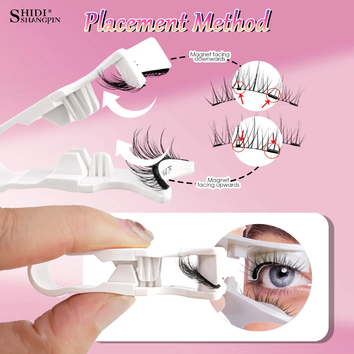 2 Pairs Magnetic Eyelash Natural Look Fluffy False Eyelashes Reusable Magnetic Eyelash Set with Applicator No Glue Need Makeup RELUX.STORE