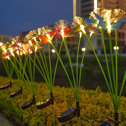 6LEDs Solar-Powered Butterfly Fiber Optic Light - Waterproof Rechargeable Outdoor Garden Decor for Lawn, Yard, and Landscape