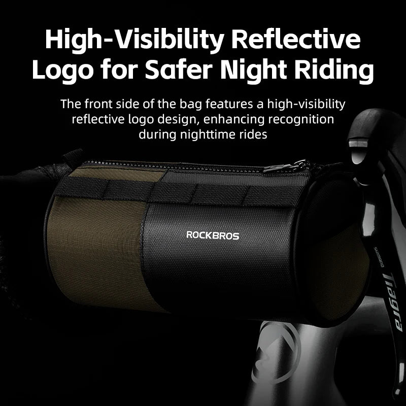 ROCKBROS Bicycle Bag Reflective Handlebar Bag Capacity Storage Multifunctional Portable 1.7L Shoulder Bag Front Bag Accessories