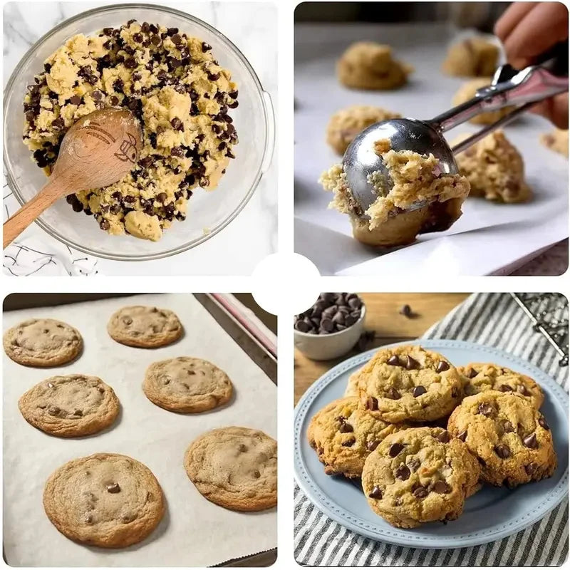 1PC Stainless Steel Ice Cream Scoop Cookie Dough Spoon Fruit Potato Digging Ball Spring Handle Ice Tray Mold Kitchen Accessories