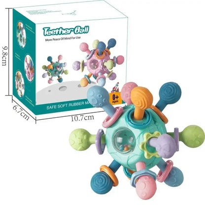 Baby Toys 0 12 Months Rotating Rattle Ball Grasping Activity Baby Development Toy Silicone Teether Baby Sensory Toys for Babies - RELUX.STORE
