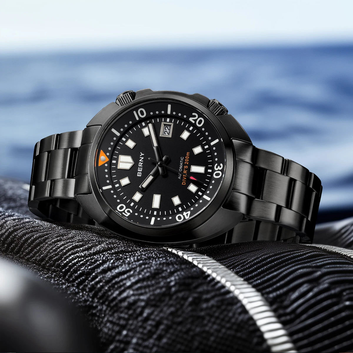 BERNY 20ATM Diver Watch For Men Mechanical Black Dial Original Design Top Automatic Sapphire Luxury Diving Luminous Men Watch