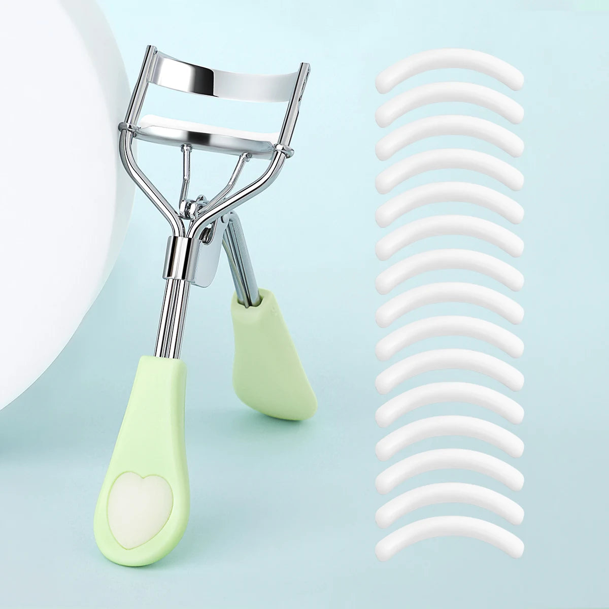 Portable Eyelash Curler with 15 Silicone Pads and Stainless Steel Eyelash Curler, Used for Eyelash Extension and Curling Tools RELUX.STORE