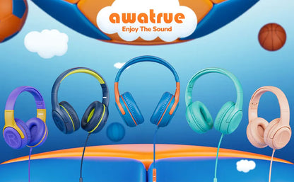 AT2 1/2/3Pcs Headset,3.5mm Surround Stereo Gaming Headphones with Mic Soft Memory Earmuffs for PC,Laptop,Kids for School Toddler
